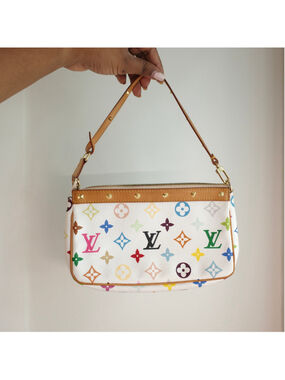 LOUIS VUITTON Murakami Multicolor White Vintage Pochette Accessoires